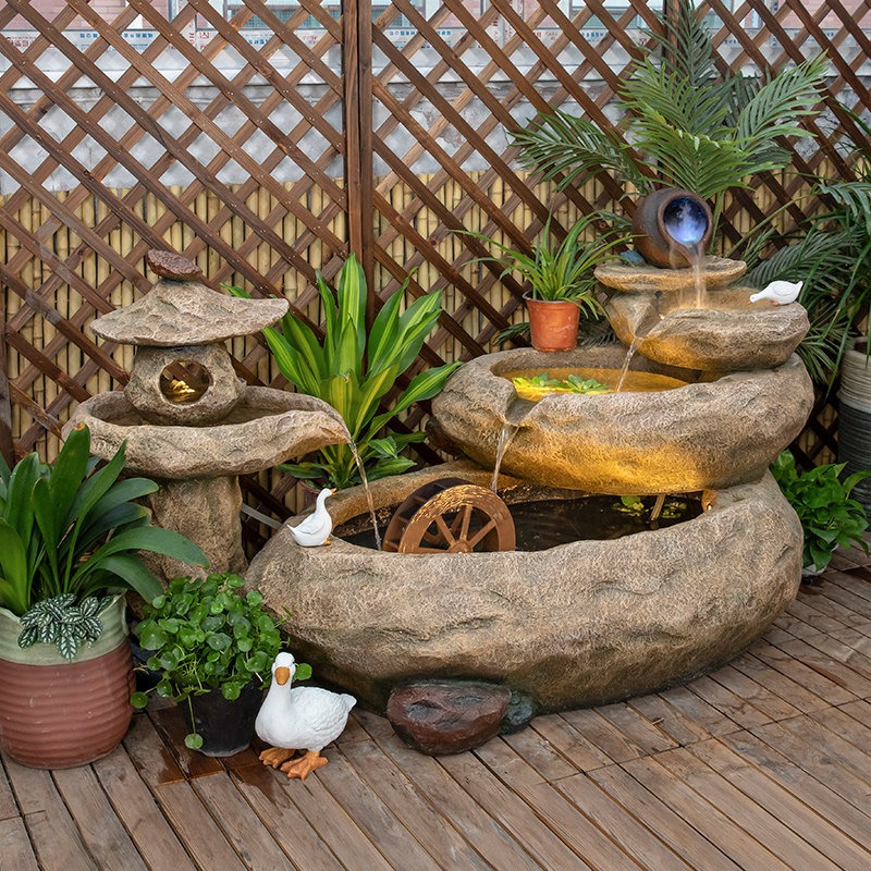 Aquarium Fish In Pond - 屋外バルコニー魚池中庭噴水景観循環水水槽完成水景装飾