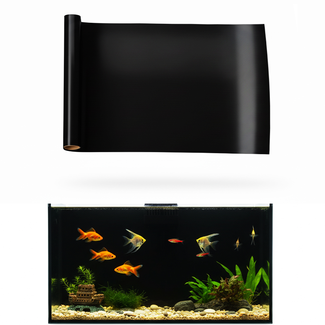 Aquarium Fish Wallpaper - 水槽背景 静電気吸着式 黒白 魚タンク背景壁紙 魚タンク背景幕 水槽ポスター背景