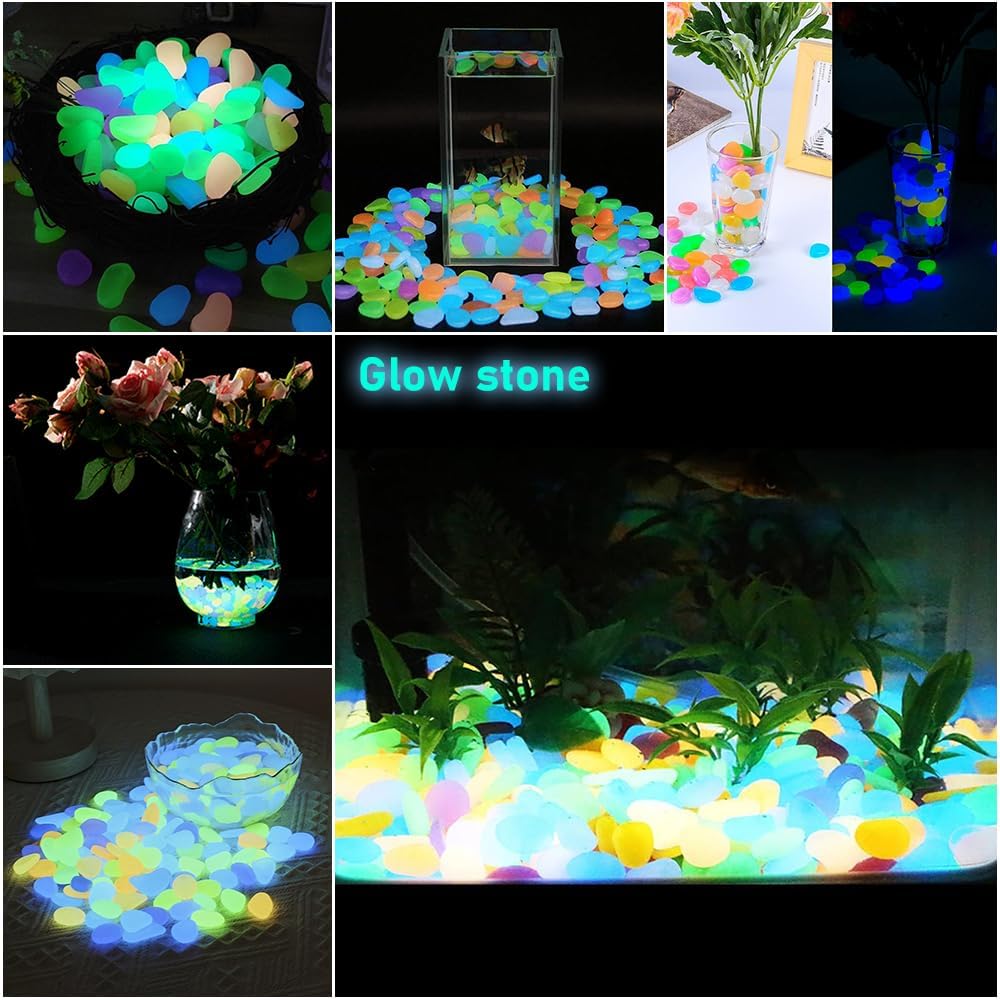 500個入りマルチカラー蓄光小石、光る石、光る岩、水槽、通路 - Aquarium Fish Light のレビューと価格