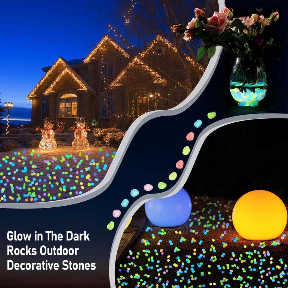 500個入りマルチカラー蓄光小石、光る石、光る岩、水槽、通路 - Aquarium Fish Light のレビューと価格