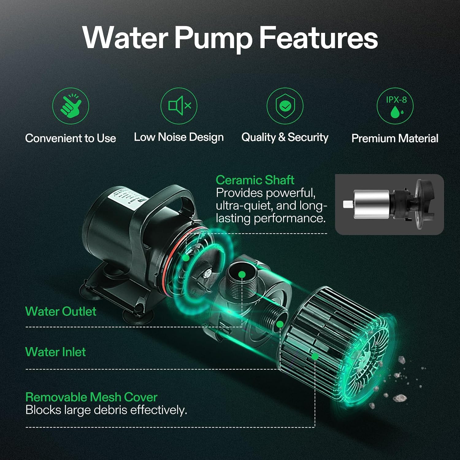 池、滝、水景装飾、水耕栽培用1600GPH水中ポンプ |   - Aquarium Fish In Pond のレビューと価格